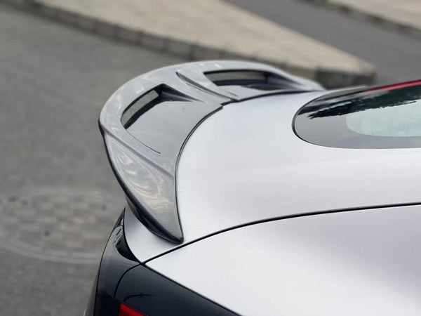 Tesla Model 3 Performance Long Range Standard Base 2017 2018 2019 2020 2021 2022 2023 with Aftermarket Parts - V4 Rear Duck Bill Tail Spoiler Carbon Fiber / FRP from CMST Tuning