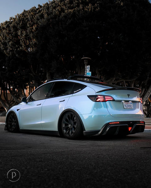 Tesla Model 3 Performance Long Range Standard Base 2017 2018 2019 2020 2021 2022 2023 with Aftermarket Parts - V4 Rear Duck Bill Tail Spoiler Carbon Fiber / FRP from CMST Tuning