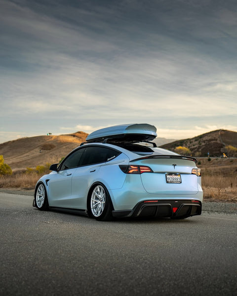 Tesla Model 3 Performance Long Range Standard Base 2017 2018 2019 2020 2021 2022 2023 with Aftermarket Parts - V4 Rear Duck Bill Tail Spoiler Carbon Fiber / FRP from CMST Tuning