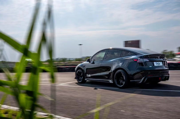 Tesla Model 3 Performance Long Range Standard Base 2017 2018 2019 2020 2021 2022 2023 with Aftermarket Parts - V1 Rear Duck Bill Tail Spoiler Carbon Fiber / FRP from CMST Tuning