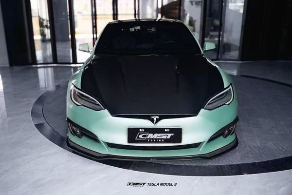 Tesla Model S 2nd Gen late 2016-early 2021 with Aftermarket Parts - Upper Valences Carbon Fiber / FRP from CMST Tuning