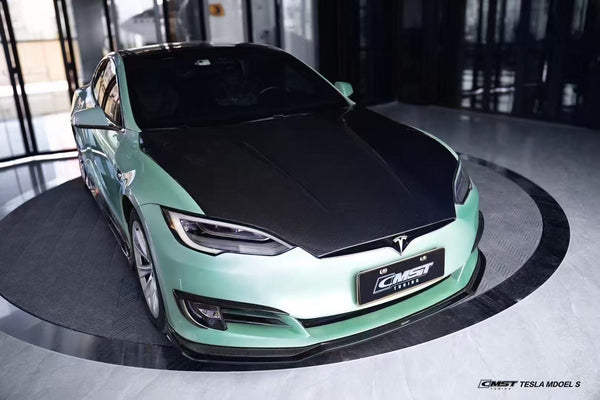 Tesla Model S 2nd Gen late 2016-early 2021 with Aftermarket Parts - Upper Valences Carbon Fiber / FRP from CMST Tuning