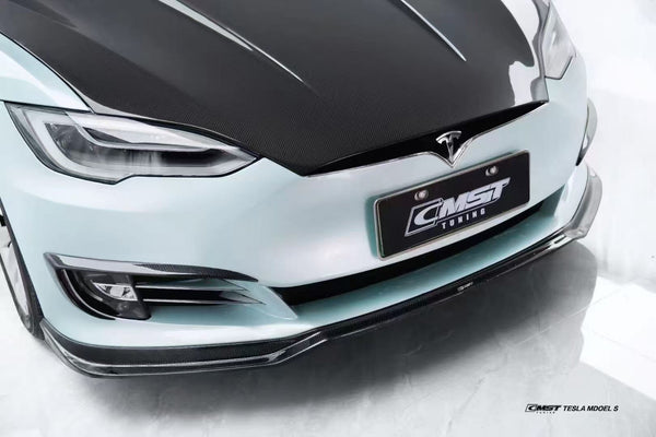Tesla Model S 2nd Gen late 2016-early 2021 with Aftermarket Parts - Upper Valences Carbon Fiber / FRP from CMST Tuning
