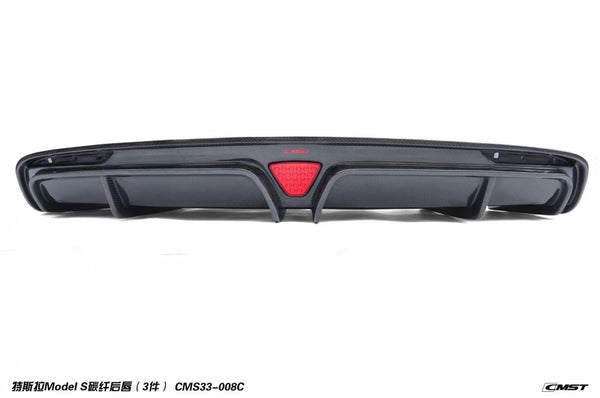 Tesla Model S 2nd Gen 2016 2017 2018 2019 2020 2021 with Aftermarket Parts - Rear Diffuser & Canards Carbon Fiber / FRP from CMST Tuning