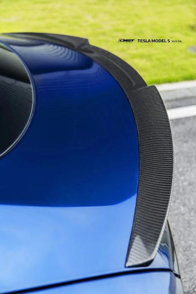 Tesla Model S 3rd Gen late 2021 2022 2023 2024 with Aftermarket Parts - Rear Spoiler Carbon Fiber / FRP from CMST Tuning