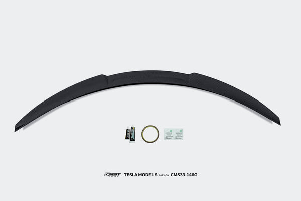 Tesla Model S 3rd Gen late 2021 2022 2023 2024 with Aftermarket Parts - Rear Spoiler Carbon Fiber / FRP from CMST Tuning