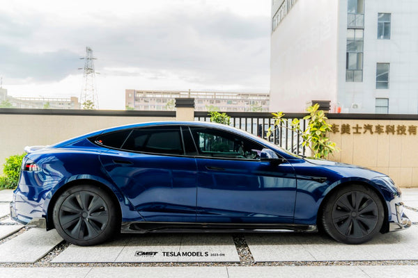 Tesla Model S 3rd Gen late 2021-ON with Aftermarket Parts - Pre-preg Carbon Fiber & FRP Side Skirts from CMST Tuning