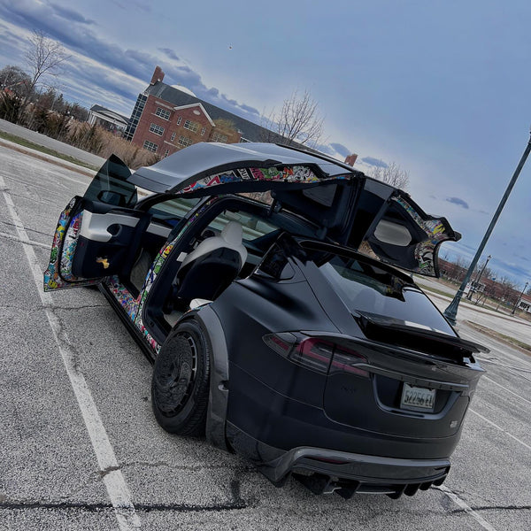 Tesla Model X P100D 100D 90D 75D 60D Performance Long Range Base 2016 2017 2018 2019 2020 2021 with Aftermarket Parts - Widebody Wheel Arches Carbon Fiber / FRP from CMST Tuning