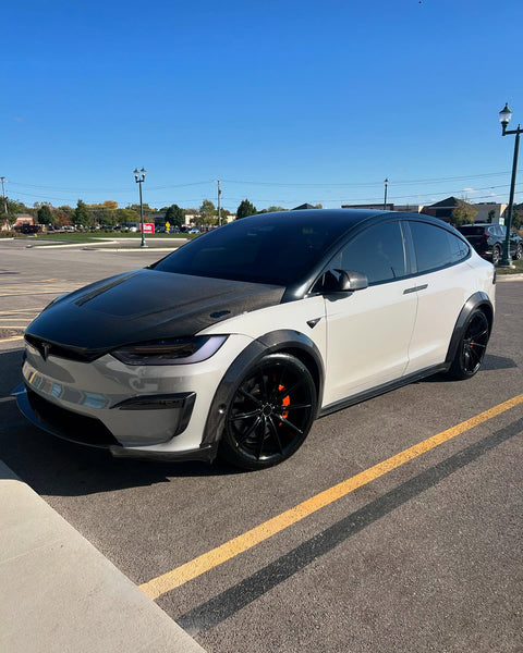 Tesla Model X P100D 100D 90D 75D 60D Performance Long Range Base 2016 2017 2018 2019 2020 2021 with Aftermarket Parts - Upper Valences Carbon Fiber / FRP from CMST Tuning