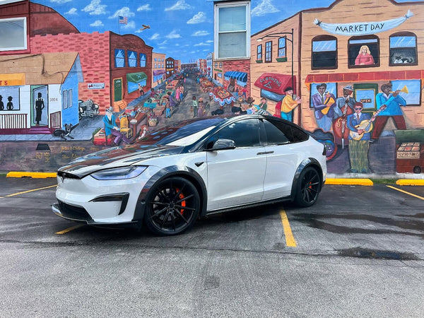 Tesla Model X P100D 100D 90D 75D 60D Performance Long Range Base 2016 2017 2018 2019 2020 2021 with Aftermarket Parts - Upper Valences Carbon Fiber / FRP from CMST Tuning