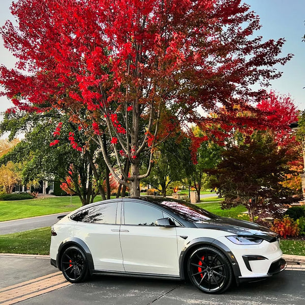 Tesla Model X P100D 100D 90D 75D 60D Performance Long Range Base 2016 2017 2018 2019 2020 2021 with Aftermarket Parts - Upper Valences Carbon Fiber / FRP from CMST Tuning