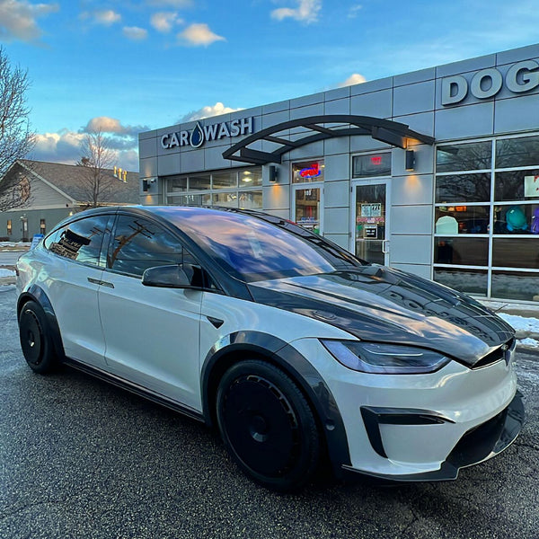 Tesla Model X P100D 100D 90D 75D 60D Performance Long Range Base 2016 2017 2018 2019 2020 2021 with Aftermarket Parts - Upper Valences Carbon Fiber / FRP from CMST Tuning