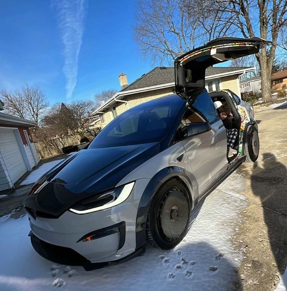 Tesla Model X P100D 100D 90D 75D 60D Performance Long Range Base 2016 2017 2018 2019 2020 2021 with Aftermarket Parts - Upper Valences Carbon Fiber / FRP from CMST Tuning