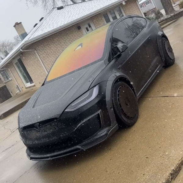 Tesla Model X P100D 100D 90D 75D 60D Performance Long Range Base 2016 2017 2018 2019 2020 2021 with Aftermarket Parts - Upper Valences Carbon Fiber / FRP from CMST Tuning