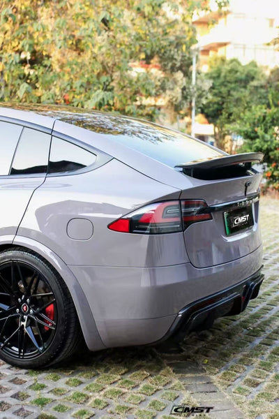 Tesla Model X P100D 100D 90D 75D 60D Performance Long Range Base 2016-2021 with Aftermarket Parts - Rear Diffuser Carbon Fiber / FRP from CMST Tuning