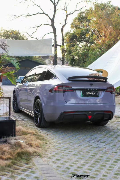 Tesla Model X P100D 100D 90D 75D 60D Performance Long Range Base 2016-2021 with Aftermarket Parts - Rear Diffuser Carbon Fiber / FRP from CMST Tuning