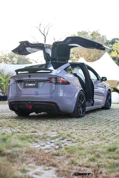 Tesla Model X P100D 100D 90D 75D 60D Performance Long Range Base 2016-2021 with Aftermarket Parts - Rear Diffuser Carbon Fiber / FRP from CMST Tuning