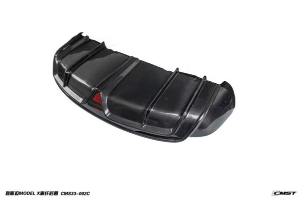Tesla Model X P100D 100D 90D 75D 60D Performance Long Range Base 2016 2017 2018 2019 2020 2021 with Aftermarket Parts - Rear Diffuser Carbon Fiber / FRP from CMST Tuning