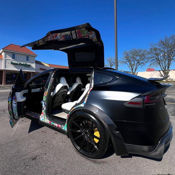 Tesla Model X P100D 100D 90D 75D 60D Performance Long Range Base 2016 2017 2018 2019 2020 2021 with Aftermarket Parts - Widebody Wheel Arches Carbon Fiber / FRP from CMST Tuning