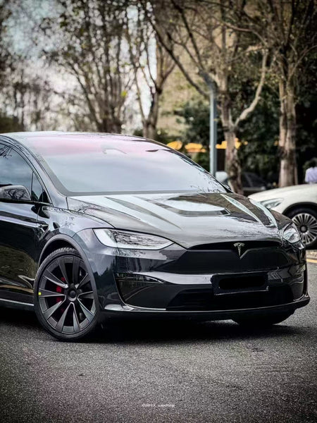 Tesla Model X Plaid Long Range Base 2022 2023 2024 with Aftermarket Parts - Hood Bonnet Carbon Fiber  FRP
