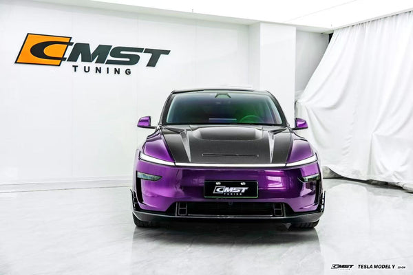 Tesla Model Y Juniper 2026-ON with Aftermarket Parts - V2 Hood Carbon Fiber / FRP from CMST Tuning