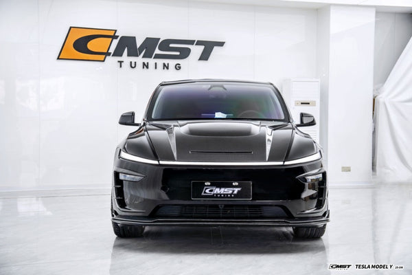 Tesla Model Y Juniper 2026-ON with Aftermarket Parts - V2 Hood Carbon Fiber / FRP from CMST Tuning