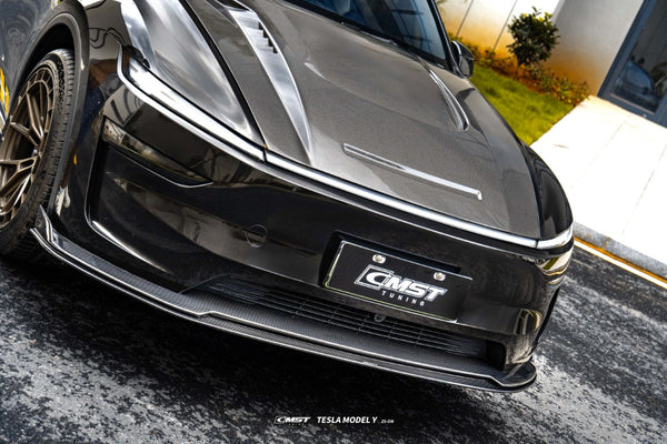 Tesla Model Y Juniper 2026-ON with Aftermarket Parts - V2 Hood Carbon Fiber / FRP from CMST Tuning
