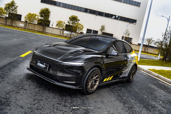 Tesla Model Y Juniper 2026-ON with Aftermarket Parts - V2 Hood Carbon Fiber / FRP from CMST Tuning