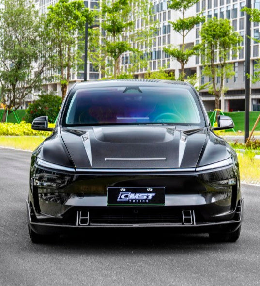 Tesla Model Y Juniper 2026-ON with Aftermarket Parts - V2 Hood Carbon Fiber / FRP from CMST Tuning