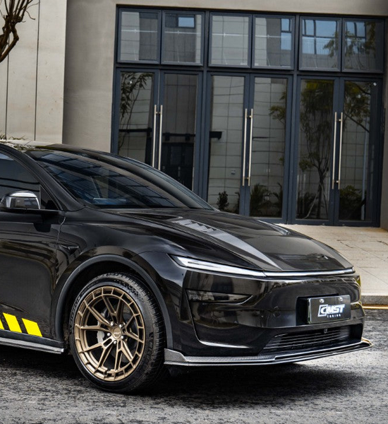 Tesla Model Y Juniper 2026-ON with Aftermarket Parts - V1 Front Lip Carbon Fiber / FRP from CMST Tuning