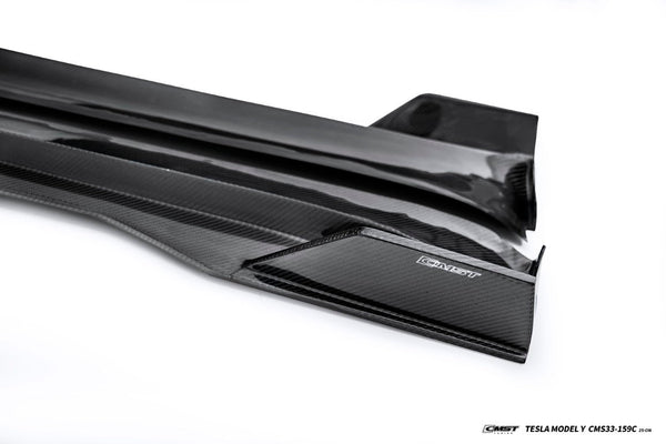 Tesla Model Y Juniper 2026-ON with Aftermarket Parts - V1 Side Skirts Carbon Fiber / FRP from CMST Tuning