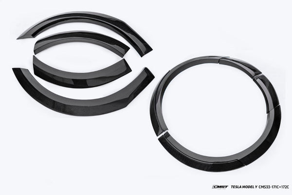 Tesla Model Y Juniper Base Performance 2026-ON with Aftermarket Parts - Widebody Fender Flares Wheel Arches Carbon Fiber / FRP from CMST Tuning