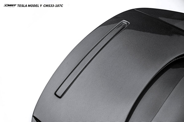 Tesla Model Y Performance AWD Long Range RWD Standard 2020 2021 2022 2023 2024 2025 with Aftermarket Parts - V6 Hood Carbon Fiber / FRP from CMST Tuning