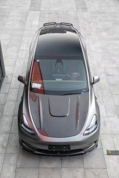Tesla Model Y Performance AWD Long Range RWD Standard 2020-ON with Aftermarket Parts - V3 Style Front Lip Splitter Carbon Fiber / FRP from CMST Tuning