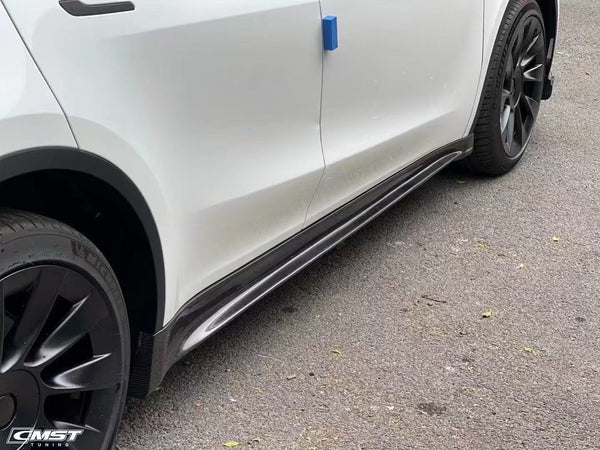 Tesla Model Y Performance AWD Long Range RWD Standard 2020-ON with Aftermarket Parts -V1 Style Side Skirts Carbon Fiber / FRP from CMST Tuning
