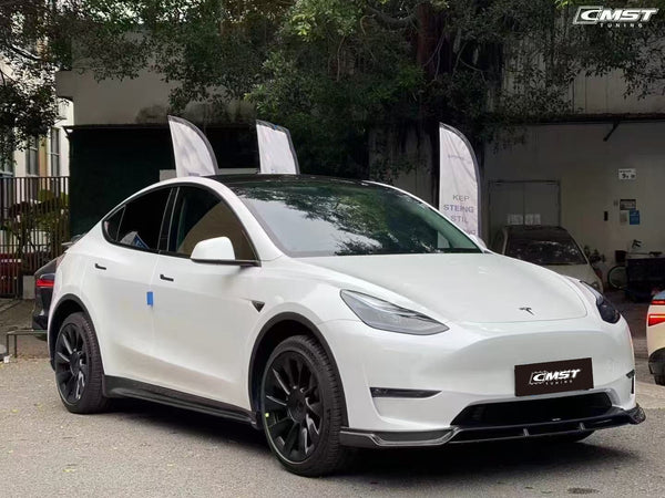 Tesla Model Y Performance AWD Long Range RWD Standard 2020-ON with Aftermarket Parts -V1 Style Side Skirts Carbon Fiber / FRP from CMST Tuning