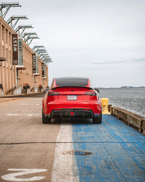 Tesla Model Y Performance AWD Long Range RWD Standard 2020 2021 2022 2023 2024 with Aftermarket Parts - V2 Rear Diffuser Carbon Fiber / FRP from CMST Tuning