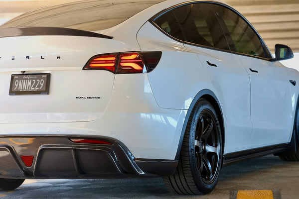 Tesla Model Y Performance AWD Long Range RWD Standard 2020 2021 2022 2023 2024 with Aftermarket Parts - V2 Rear Diffuser Carbon Fiber / FRP from CMST Tuning