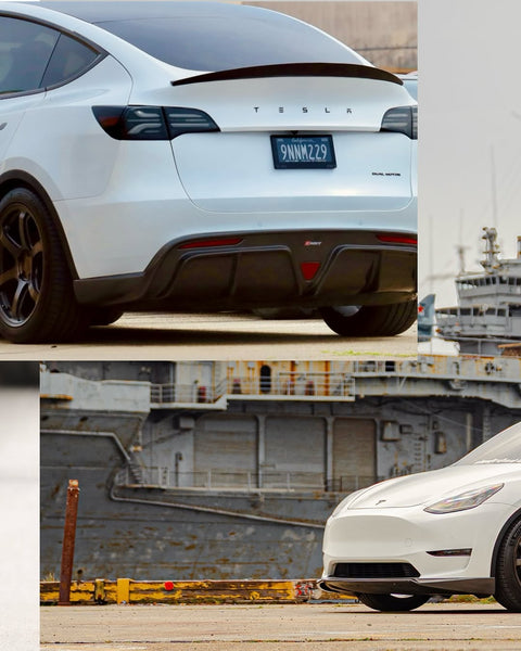 Tesla Model Y Performance AWD Long Range RWD Standard 2020 2021 2022 2023 2024 with Aftermarket Parts - V2 Rear Diffuser Carbon Fiber / FRP from CMST Tuning