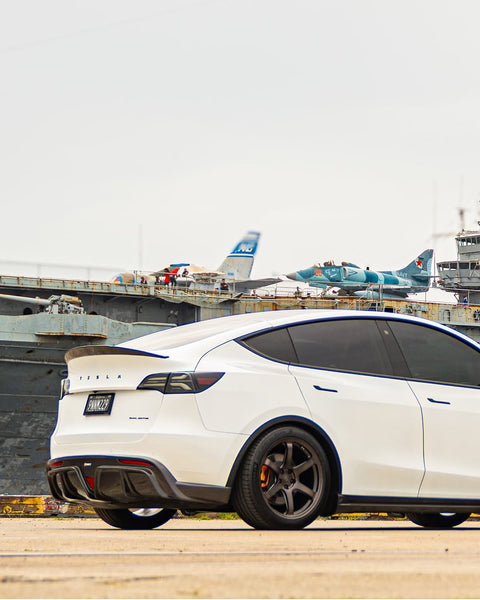 Tesla Model Y Performance AWD Long Range RWD Standard 2020 2021 2022 2023 2024 with Aftermarket Parts - V2 Rear Diffuser Carbon Fiber / FRP from CMST Tuning