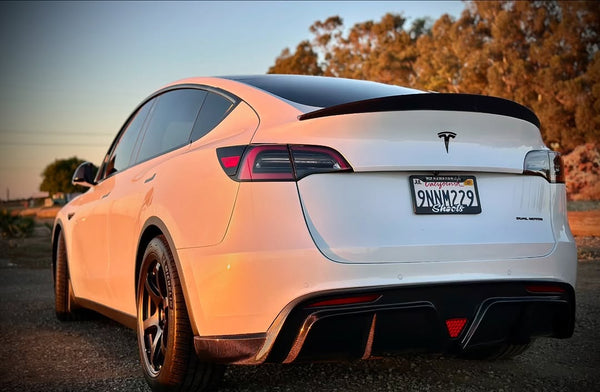 Tesla Model Y Performance AWD Long Range RWD Standard 2020 2021 2022 2023 2024 with Aftermarket Parts - V2 Rear Diffuser Carbon Fiber / FRP from CMST Tuning