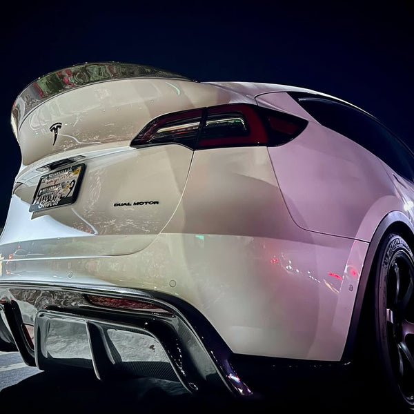 Tesla Model Y Performance AWD Long Range RWD Standard 2020 2021 2022 2023 2024 with Aftermarket Parts - V2 Rear Diffuser Carbon Fiber / FRP from CMST Tuning