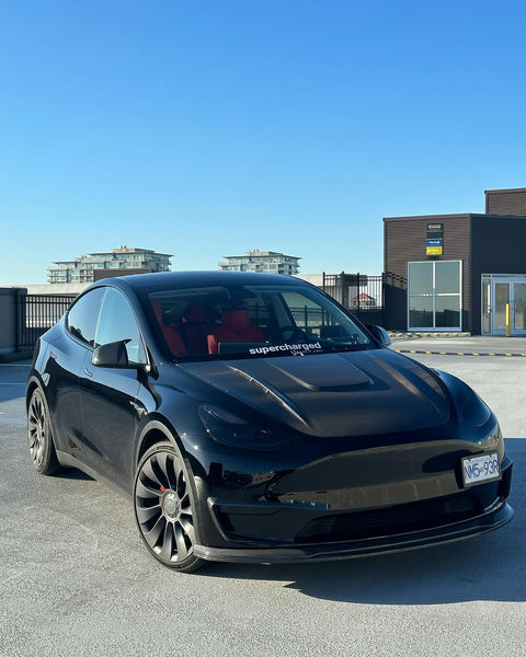 Tesla Model Y Performance AWD Long Range RWD Standard 2020 2021 2022 2023 2024 with Aftermarket Parts - V1 Hood Bonnet Carbon Fiber / FRP from CMST Tuning
