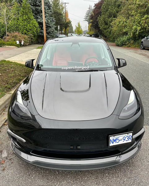 Tesla Model Y Performance AWD Long Range RWD Standard 2020 2021 2022 2023 2024 with Aftermarket Parts - V1 Hood Bonnet Carbon Fiber / FRP from CMST Tuning