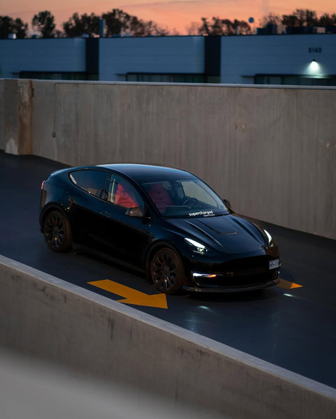 Tesla Model Y Performance AWD Long Range RWD Standard 2020 2021 2022 2023 2024 with Aftermarket Parts - V1 Hood Bonnet Carbon Fiber / FRP from CMST Tuning