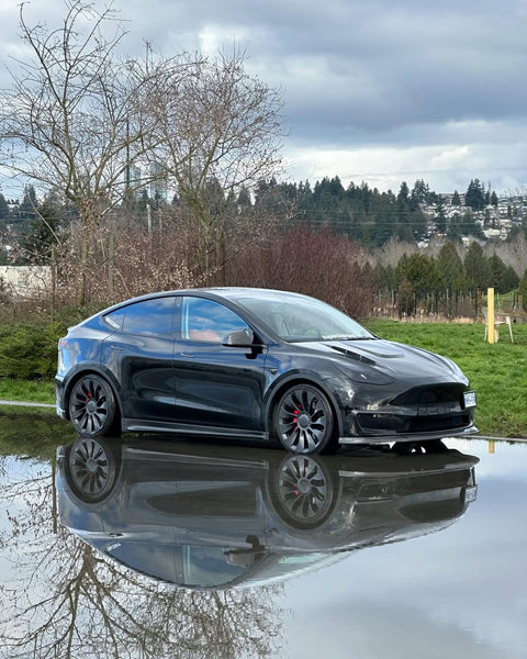 Tesla Model Y Performance AWD Long Range RWD Standard 2020 2021 2022 2023 2024 with Aftermarket Parts - V1 Hood Bonnet Carbon Fiber / FRP from CMST Tuning