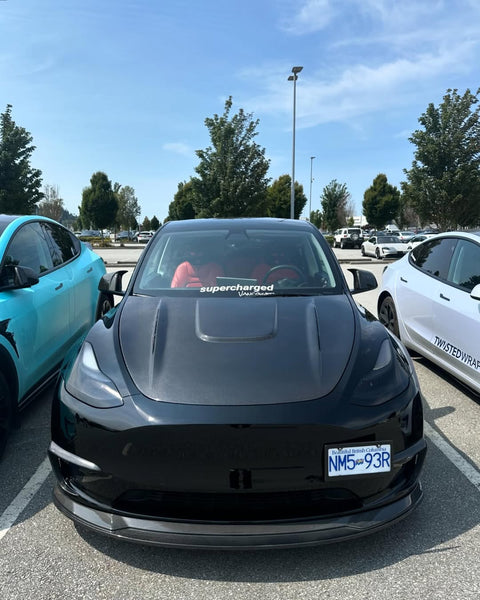 Tesla Model Y Performance AWD Long Range RWD Standard 2020 2021 2022 2023 2024 with Aftermarket Parts - V1 Hood Bonnet Carbon Fiber / FRP from CMST Tuning