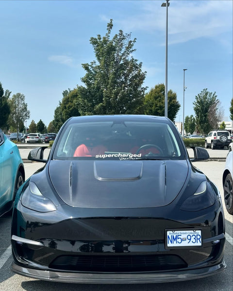 Tesla Model Y Performance AWD Long Range RWD Standard 2020 2021 2022 2023 2024 with Aftermarket Parts - V1 Hood Bonnet Carbon Fiber / FRP from CMST Tuning