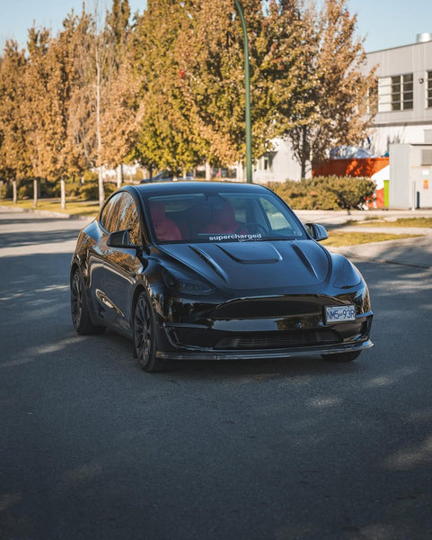 Tesla Model Y Performance AWD Long Range RWD Standard 2020 2021 2022 2023 2024 with Aftermarket Parts - V1 Hood Bonnet Carbon Fiber / FRP from CMST Tuning