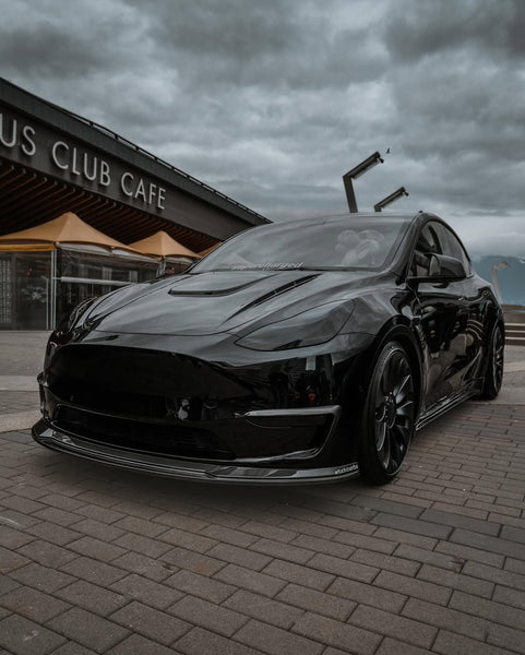 Tesla Model Y Performance AWD Long Range RWD Standard 2020 2021 2022 2023 2024 with Aftermarket Parts - V1 Hood Bonnet Carbon Fiber / FRP from CMST Tuning